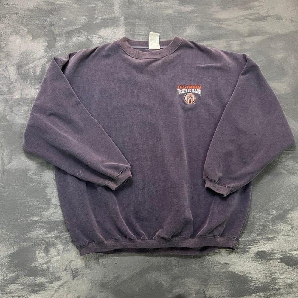 Vintage Illinois Fightin Illini Sweatshirt Mens XXL Blue 1990s fading